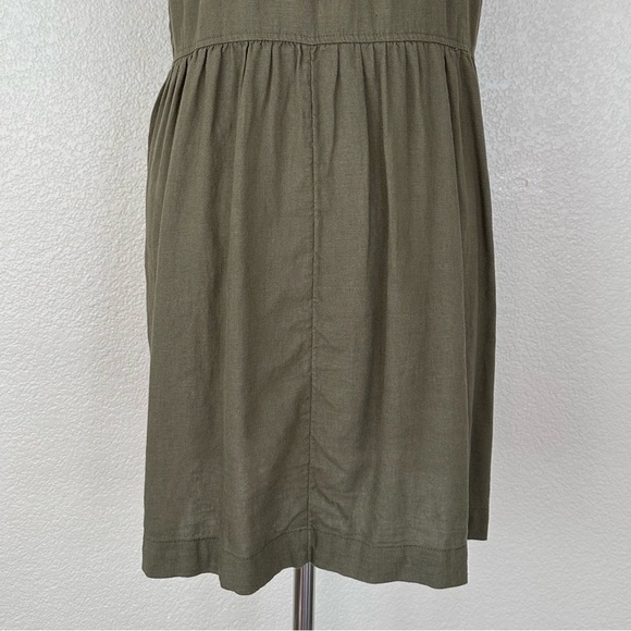 Universal Thread Linen Blend Olive Green Short Sleeves Shift Dress, Sz Large - Picture 10 of 13